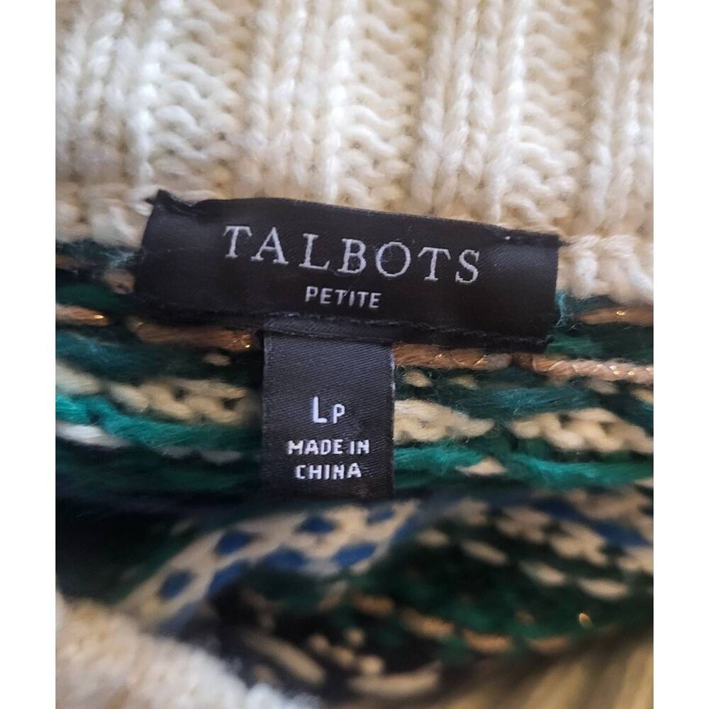Talbots Sweater Jacket Women's Large Petite Fair Isle Metallic Preppy Colorful - Picture 4 of 7